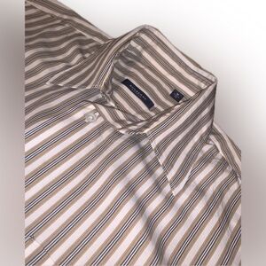 Burberry Brown and White Striped Dress Shirt
